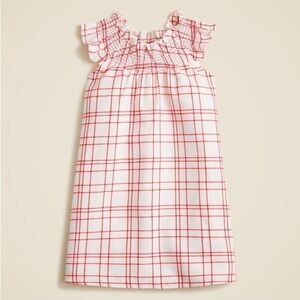 Crewcuts NWT Girls' smocked plaid flannel nightgown in red white